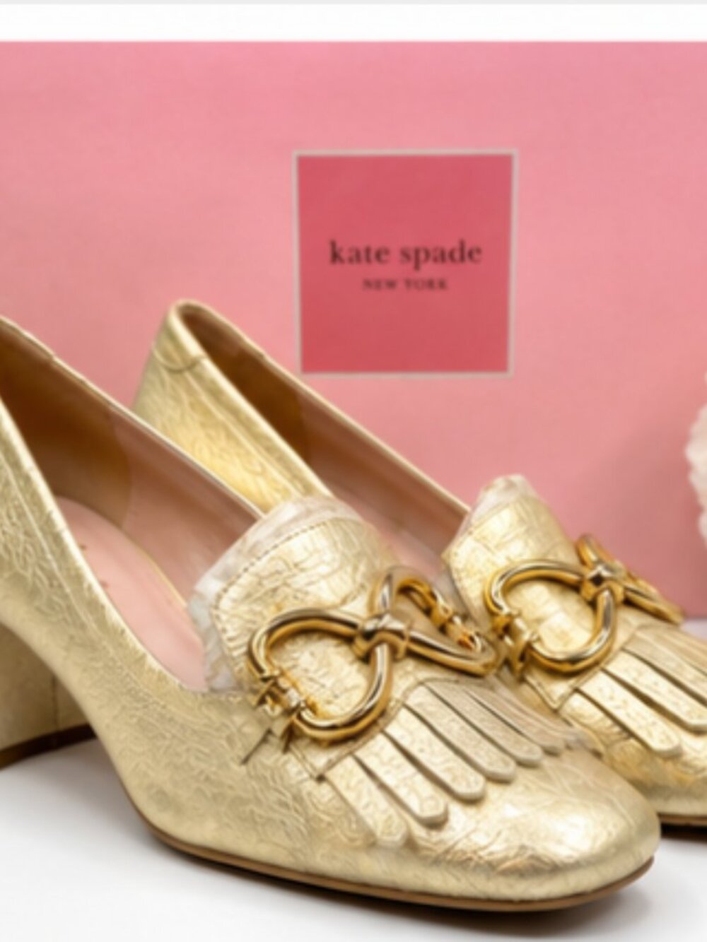 KATE SPADE NEW YORK YARROW FRINGE PALE GOLD PUMPS